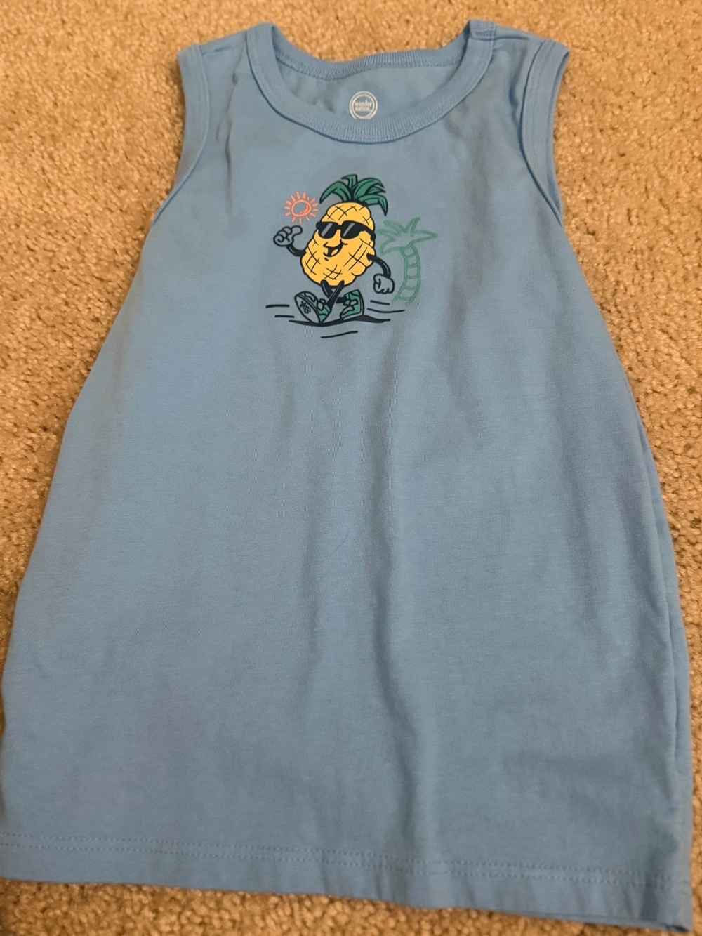 wonder nation Blue Pineapple Tank with Sunglasses Graphic
